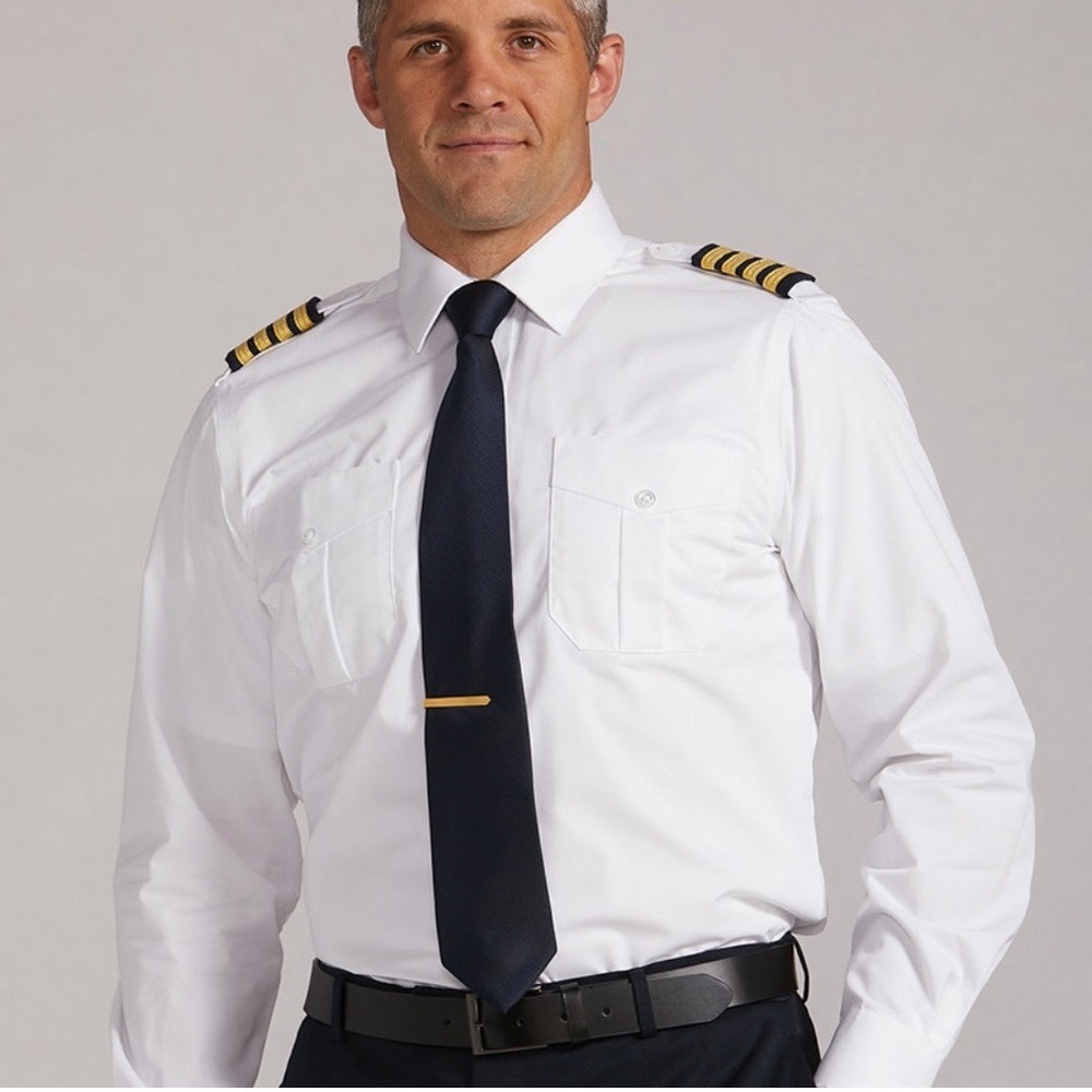 VistaJet‎ Pilot Uniform Long Sleeve Shirt Mens 41 White PreLoved